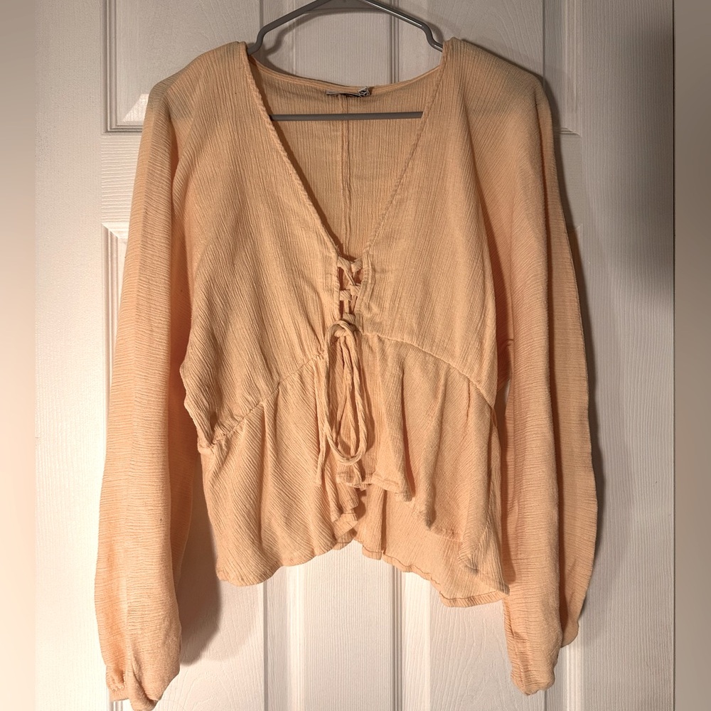 Blush Tie Front Blouse